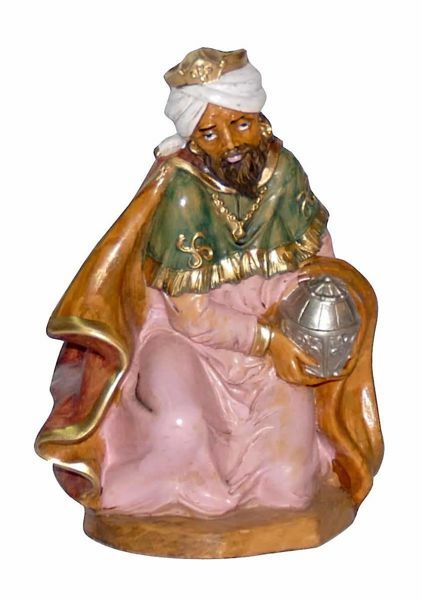 Picture of Melchior Saracen Wise King cm 16 (6,3 inch) Lux Euromarchi Nativity Scene Traditional style in wood stained plastic PVC for outdoor use