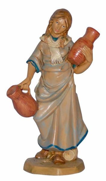 Picture of Woman with Jug cm 16 (6,3 inch) Lux Euromarchi Nativity Scene Traditional style in wood stained plastic PVC for outdoor use