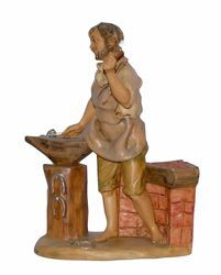 Picture of Blacksmith cm 16 (6,3 inch) Lux Euromarchi Nativity Scene Traditional style in wood stained plastic PVC for outdoor use