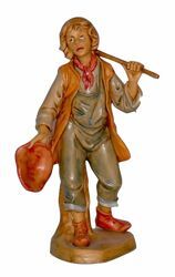 Picture of Shepherd with Stick cm 16 (6,3 inch) Lux Euromarchi Nativity Scene Traditional style in wood stained plastic PVC for outdoor use