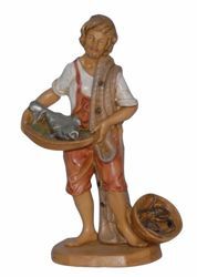 Picture of Fishmonger cm 16 (6,3 inch) Lux Euromarchi Nativity Scene Traditional style in wood stained plastic PVC for outdoor use