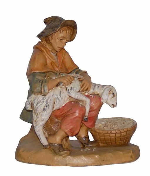 Picture of Sheep Shearer cm 16 (6,3 inch) Lux Euromarchi Nativity Scene Traditional style in wood stained plastic PVC for outdoor use