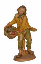 Picture of Shepherd with Basket cm 16 (6,3 inch) Lux Euromarchi Nativity Scene Traditional style in wood stained plastic PVC for outdoor use