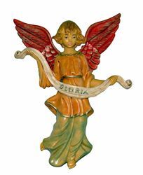 Picture of Glory Angel cm 20 (8 inch) Lux Euromarchi Nativity Scene Traditional style in wood stained plastic PVC for outdoor use