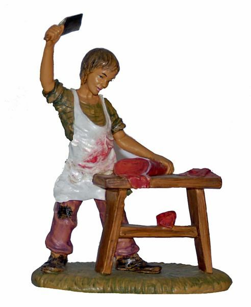 Picture of Butcher cm 20 (8 inch) Lux Euromarchi Nativity Scene Traditional style in wood stained plastic PVC for outdoor use