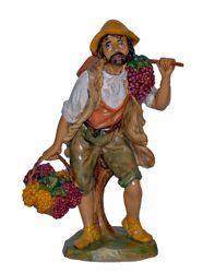 Picture of Shepherd with Grape Basket cm 20 (8 inch) Lux Euromarchi Nativity Scene Traditional style in wood stained plastic PVC for outdoor use