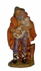 Picture of Bagpiper cm 20 (8 inch) Lux Euromarchi Nativity Scene Traditional style in wood stained plastic PVC for outdoor use