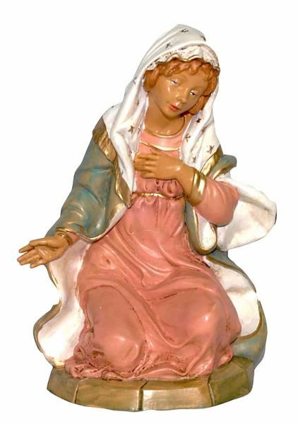 Picture of Mary / Madonna cm 30 (12 inch) Lux Euromarchi Nativity Scene Traditional style in wood stained plastic PVC for outdoor use