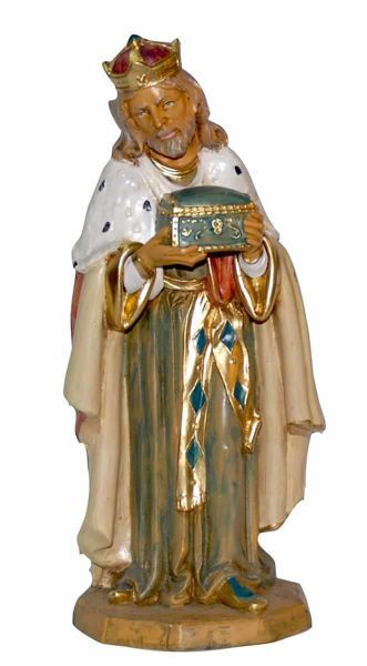 Picture of Caspar White Wise King cm 30 (12 inch) Lux Euromarchi Nativity Scene Traditional style in wood stained plastic PVC for outdoor use