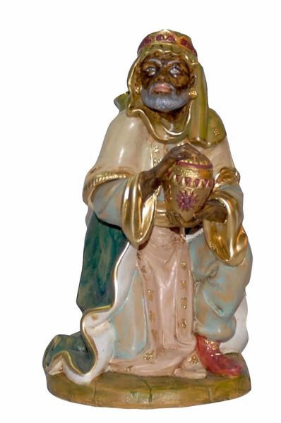 Picture of Melchior Saracen Wise King cm 30 (12 inch) Lux Euromarchi Nativity Scene Traditional style in wood stained plastic PVC for outdoor use