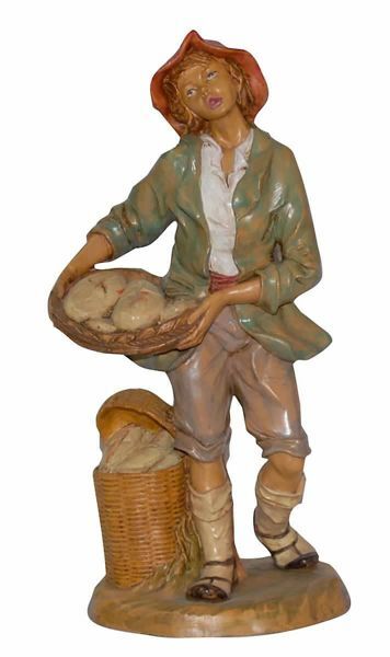 Picture of Shepherd with Bread cm 30 (12 inch) Lux Euromarchi Nativity Scene Traditional style in wood stained plastic PVC for outdoor use