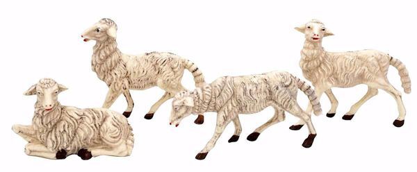 Immagine di Gruppo 4 Pecore cm 30 (12 inch) Lux Presepe Euromarchi in plastica PVC per esterno Stile Tradizionale