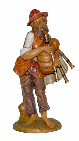 Picture of Bagpiper cm 30 (12 inch) Lux Euromarchi Nativity Scene Traditional style in wood stained plastic PVC for outdoor use