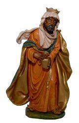 Picture of Balthazar Black Wise King cm 20 (8 inch) Euromarchi Nativity Scene Neapolitan style in wood stained plastic PVC for outdoor use