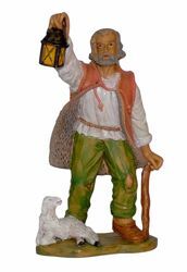 Picture of Shepherd with Lantern cm 20 (8 inch) Euromarchi Nativity Scene Neapolitan style in wood stained plastic PVC for outdoor use