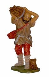 Picture of Shepherd with Wood cm 20 (8 inch) Euromarchi Nativity Scene Neapolitan style in wood stained plastic PVC for outdoor use
