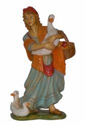 Picture of Shepherdess with Duck cm 20 (8 inch) Euromarchi Nativity Scene Neapolitan style in wood stained plastic PVC for outdoor use