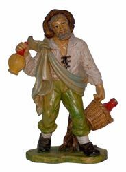 Picture of Shepherd with Flask cm 20 (8 inch) Euromarchi Nativity Scene Neapolitan style in wood stained plastic PVC for outdoor use