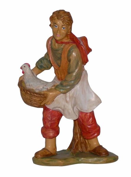 Picture of Shepherd with Hen Euromarchi Nativity 20 cm (8 inch) Neapolitan outdoor plastic