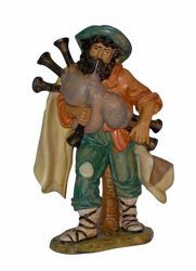 Picture of Bagpiper Shepherd cm 20 (8 inch) Euromarchi Nativity Scene Neapolitan style in wood stained plastic PVC for outdoor use
