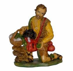 Picture of Kneeling Shepherd cm 20 (8 inch) Euromarchi Nativity Scene Neapolitan style in wood stained plastic PVC for outdoor use