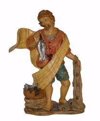 Picture of Fisherman cm 20 (8 inch) Euromarchi Nativity Scene Neapolitan style in wood stained plastic PVC for outdoor use