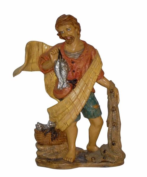 Immagine di Pescatore Presepe Euromarchi 20 cm napoletano plastica da esterno