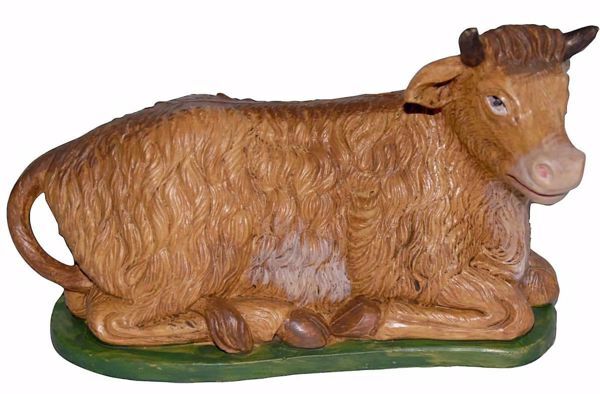 Picture of Ox cm 30 (12 inch) Euromarchi Nativity Scene Neapolitan style in wood stained plastic PVC for outdoor use