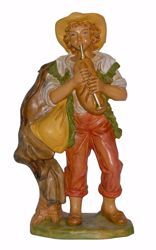 Picture of Shepherd with Flute cm 30 (12 inch) Euromarchi Nativity Scene Neapolitan style in wood stained plastic PVC for outdoor use