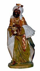 Picture of Balthazar Black Wise King cm 45 (18 inch) Lux Euromarchi Nativity Scene Traditional style in wood stained plastic PVC for outdoor use