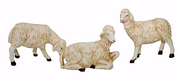 Immagine di Gruppo 3 Pecore cm 45 (18 inch) Lux Presepe Euromarchi in plastica PVC per esterno Stile Tradizionale