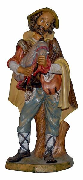 Picture of Bagpiper Shepherd cm 45 (18 inch) Lux Euromarchi Nativity Scene Traditional style in wood stained plastic PVC for outdoor use