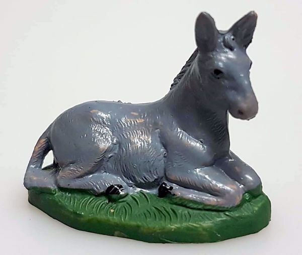 Immagine di Asino statuina Presepe Pellegrini mini 4 cm plastica colorato