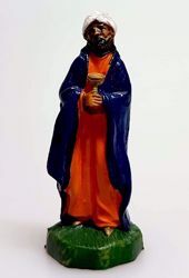 Picture of Balthazar Black Wise King cm 4 (1,6 inch) Pellegrini Nativity Scene small size Statue Bright Colors plastic PVC traditional Arabic indoor outdoor use 