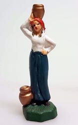 Immagine di Donna con Anfora cm 4 (1,6 inch) Presepe Pellegrini Colorato Statua in plastica PVC Arabo tradizionale piccolo per interno esterno 