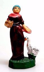 Immagine di Donna con Oca cm 4 (1,6 inch) Presepe Pellegrini Colorato Statua in plastica PVC Arabo tradizionale piccolo per interno esterno 
