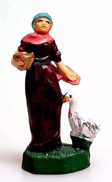Picture of Woman with Goose Pellegrini Nativity tiny 4 cm (1,6 inch) plastic
