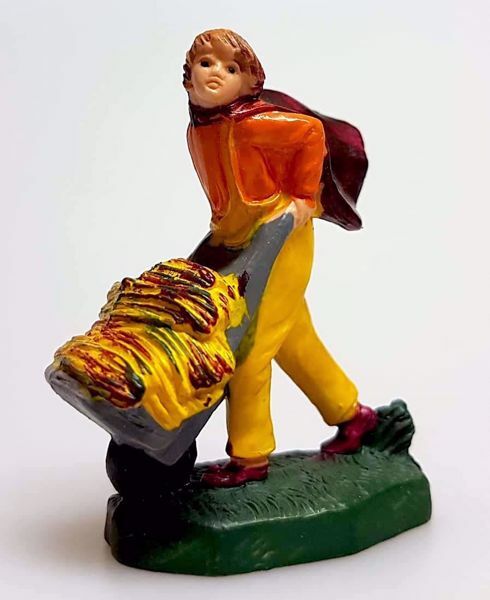 Immagine di Pastore con Carro statuina Presepe Pellegrini mini 4 cm plastica colorato