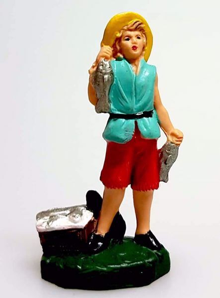 Immagine di Pescivendolo statuina Presepe Pellegrini mini 4 cm plastica colorato