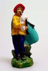 Immagine di Zampognaro cm 4 (1,6 inch) Presepe Pellegrini Colorato Statua in plastica PVC Arabo tradizionale piccolo per interno esterno 