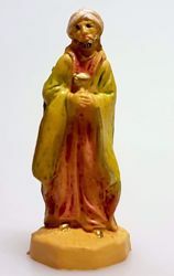 Immagine di Baldassarre Re Magio Moro cm 4 (1,6 inch) Presepe Pellegrini Tinto Legno Statua in plastica PVC Arabo tradizionale piccolo per interno esterno 