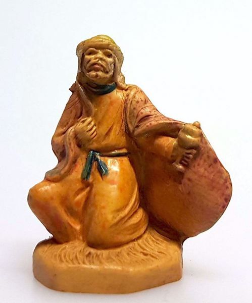Picture of Melchior Saracen Wise King cm 4 (1,6 inch) Pellegrini Nativity Scene small size Statue Wood Stained plastic PVC traditional Arabic indoor outdoor use 