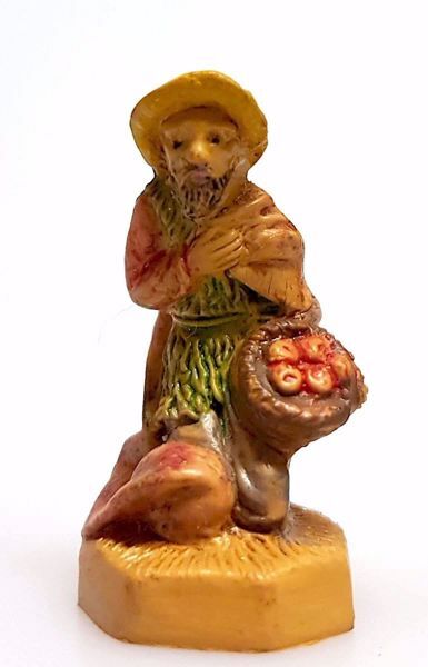 Immagine di Pastore che chiede l’elemosina Presepe Pellegrini 4 cm plastica economico tinto legno