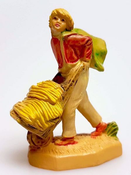 Immagine di Pastore con Carretto Presepe Pellegrini 4 cm plastica economico tinto legno