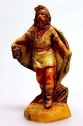 Immagine di Pastore con Lanterna cm 4 (1,6 inch) Presepe Pellegrini Tinto Legno Statua in plastica PVC Arabo tradizionale piccolo per interno esterno 