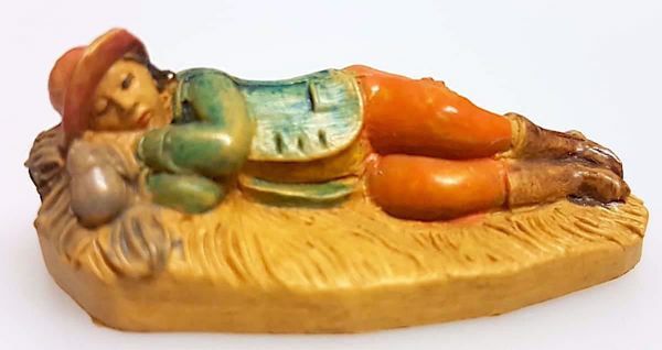 Immagine di Pastore Dormiente cm 4 (1,6 inch) Presepe Pellegrini Tinto Legno Statua in plastica PVC Arabo tradizionale piccolo per interno esterno 