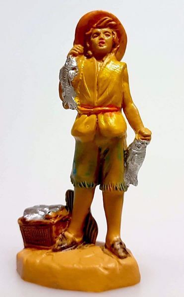 Immagine di Pescivendolo Presepe Pellegrini 4 cm plastica economico tinto legno