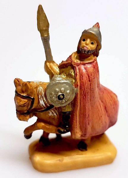Immagine di Soldato a cavallo cm 4 (1,6 inch) Presepe Pellegrini Tinto Legno Statua in plastica PVC Arabo tradizionale piccolo per interno esterno 