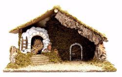 Picture of Stable cm 16 (63 inch) handmade Euromarchi Nativity Village setting in Wood Cork Moss 