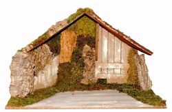 Picture of Stable cm 13 (5,1 inch) handmade Euromarchi Nativity Village setting in Wood Cork Moss 
